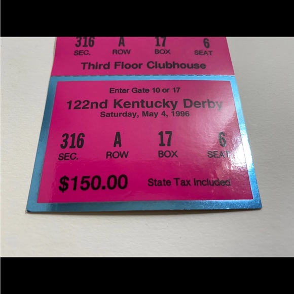 Grindstone MAY 1996 KENTUCKY DERBY 122nd Churchill Downs Original Ticket Horse - Picture 12 of 12